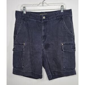 Vintage Timberland Mens Cargo Shorts Size 34 Navy Blue Fabric Heavy Duty Canvas